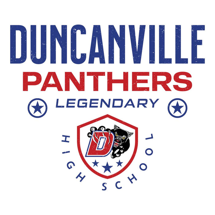 Close-up view of Duncanville High School Panthers Unisex 3/4 sleeve Raglan T-shirt 003