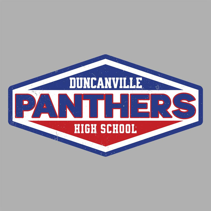 Close-up view of Duncanville High School Panthers Unisex 3/4 sleeve Raglan T-shirt 009