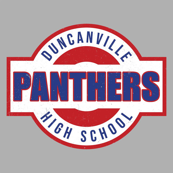 Close-up view of Duncanville High School Panthers Unisex 3/4 sleeve Raglan T-shirt 011