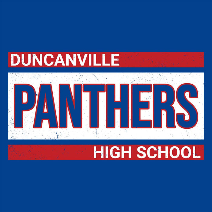 Close-up view of Duncanville High School Panthers Women's Royal Blue SoftStyle T-shirt 098