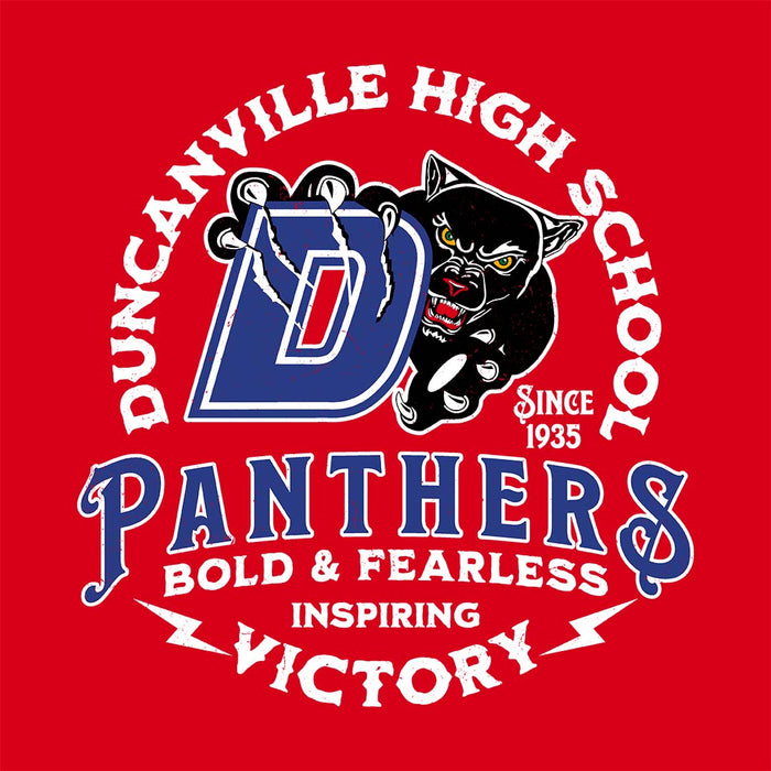 Close-up view of Duncanville High School Panthers Red Classic Unisex T-shirt 206
