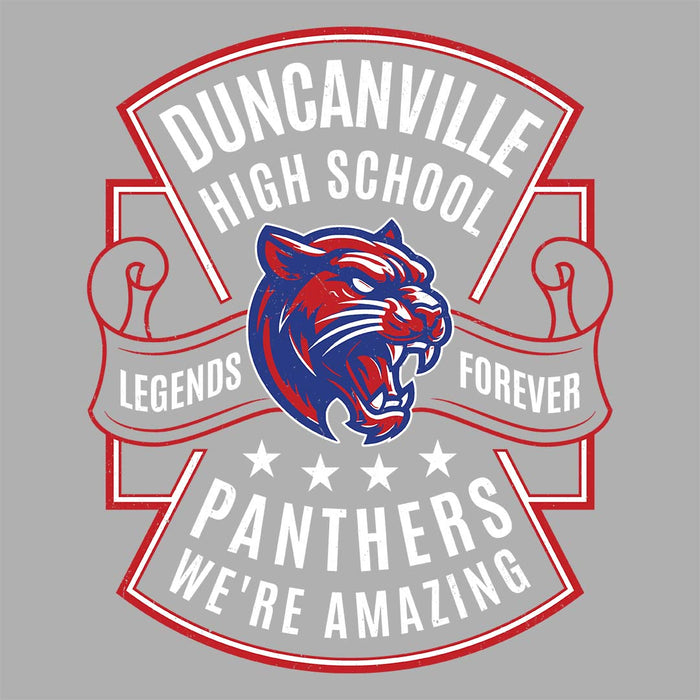 Close-up view of Duncanville High School Panthers Unisex 3/4 sleeve Raglan T-shirt 207