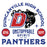Close-up view of Duncanville High School Panthers Unisex 3/4 sleeve Raglan T-shirt 208