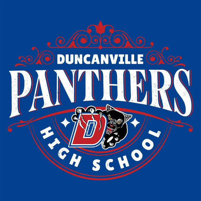 Close-up view of Duncanville High School Panthers Royal Blue Classic Unisex T-shirt 211