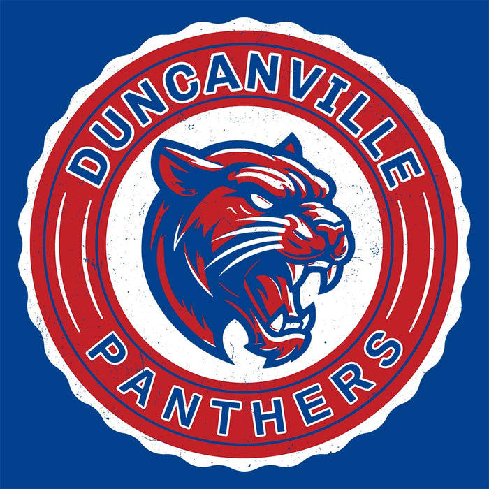 Close-up view of Duncanville High School Panthers Women's Royal Blue SoftStyle T-shirt 216