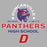 Close-up view of Duncanville High School Panthers Unisex 3/4 sleeve Raglan T-shirt 222