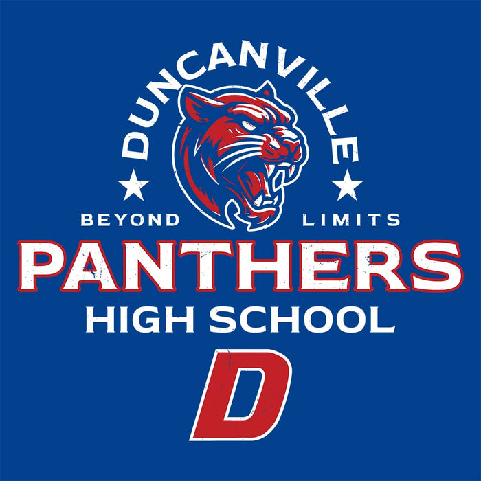 Close-up view of Duncanville High School Panthers Royal Blue Classic Unisex T-shirt 222