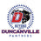 Close-up view of Duncanville High School Panthers Unisex 3/4 sleeve Raglan T-shirt 226