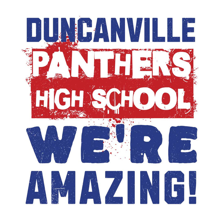 Close-up view of Duncanville High School Panthers Unisex 3/4 sleeve Raglan T-shirt 231