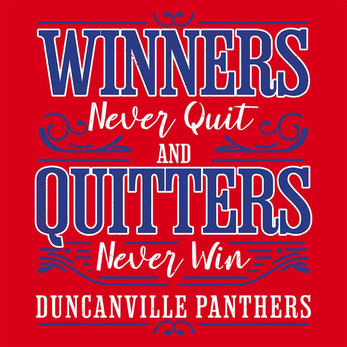 Close-up view of Duncanville High School Panthers Women's Red SoftStyle T-shirt 237