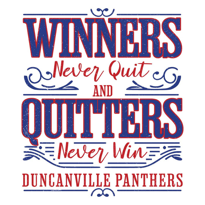 Close-up view of Duncanville High School Panthers Unisex 3/4 sleeve Raglan T-shirt 237