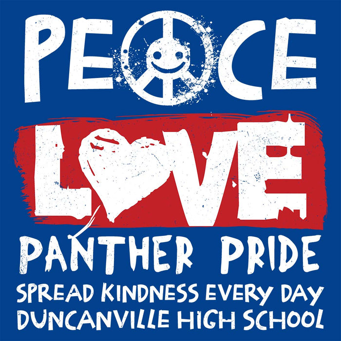 Close-up view of Duncanville High School Panthers Women's Royal Blue SoftStyle T-shirt 240