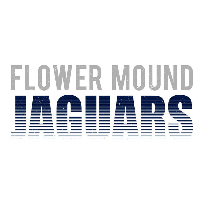 Close-up view of Flower Mound High School Jaguars Unisex 3/4 sleeve Raglan T-shirt 024
