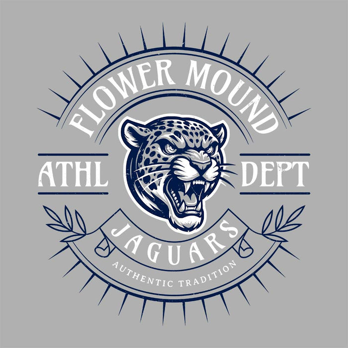 Close-up view of Flower Mound High School Jaguars Sport Grey Classic Unisex T-shirt 201