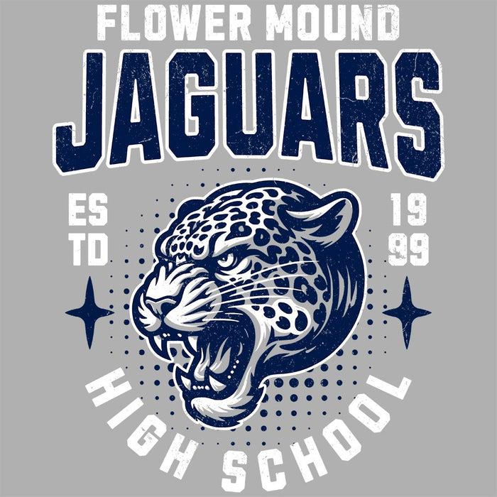 Close-up view of Flower Mound High School Jaguars Sport Grey Classic Unisex Hoodie 204