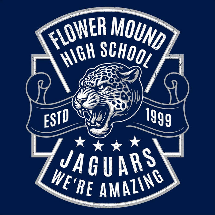 Close-up view of Flower Mound High School Jaguars Navy Blue Premium Hoodie 207