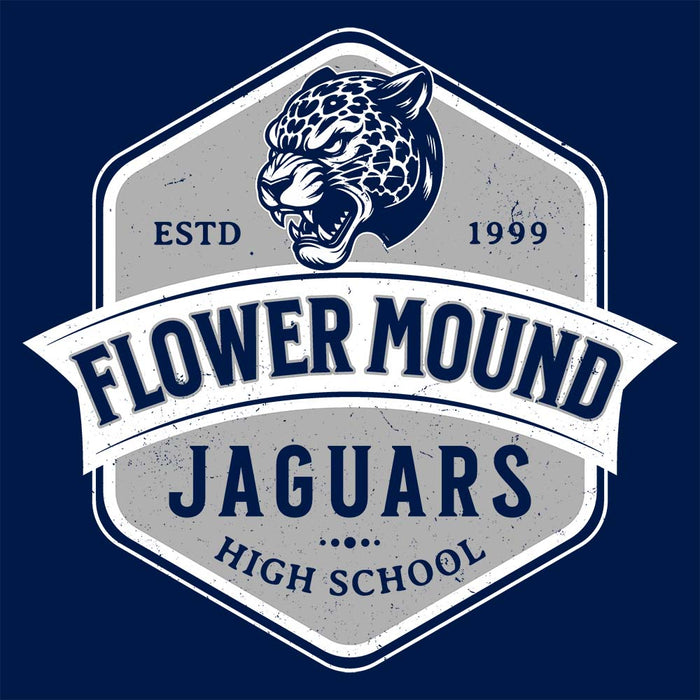 Close-up view of Flower Mound High School Jaguars Navy Blue Classic Unisex Hoodie 209