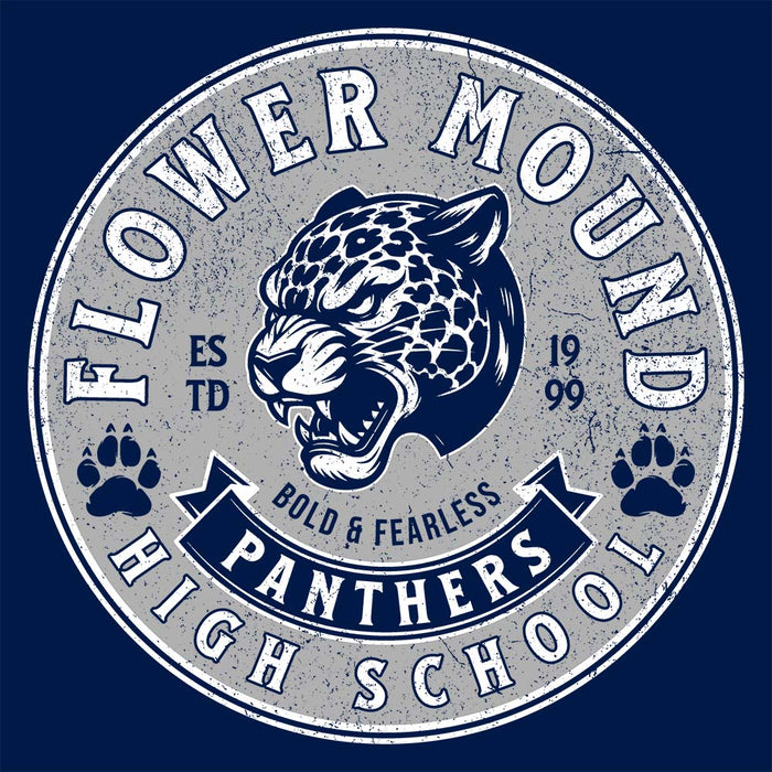 Close-up view of Flower Mound High School Jaguars Navy Blue Premium Hoodie 215