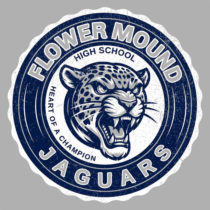 Close-up view of Flower Mound High School Jaguars Carbon Grey Premium Hoodie 216