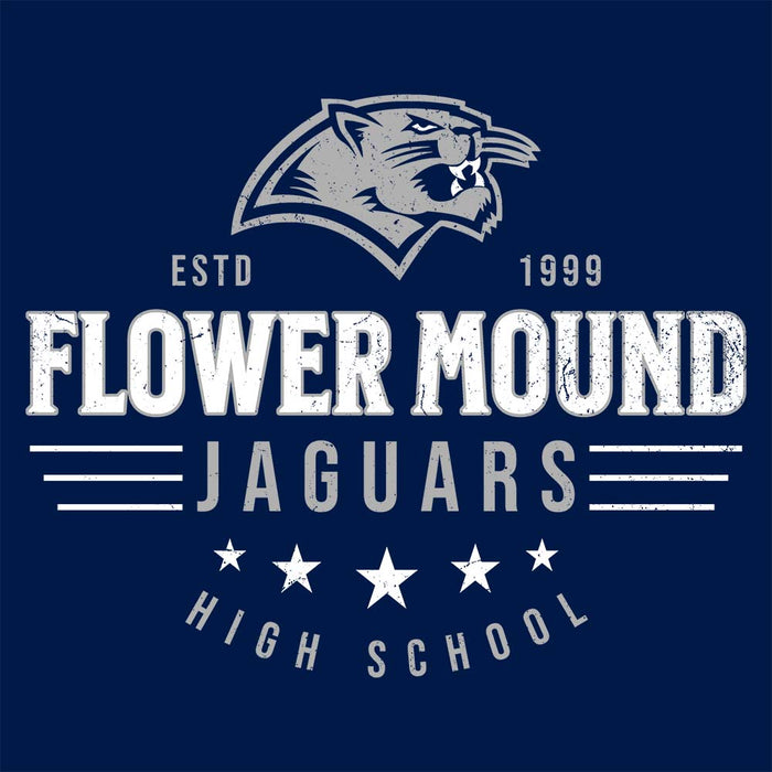 Close-up view of Flower Mound High School Jaguars Navy Blue Premium T-shirt 217