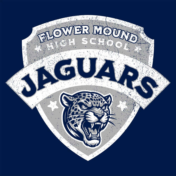 Close-up view of Flower Mound High School Jaguars Navy Blue Classic Unisex Hoodie 221