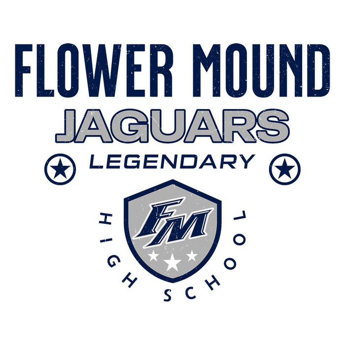 Close-up view of Flower Mound High School Jaguars Unisex 3/4 sleeve Raglan T-shirt 003
