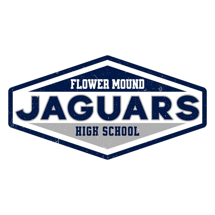 Close-up view of Flower Mound High School Jaguars Unisex 3/4 sleeve Raglan T-shirt 009