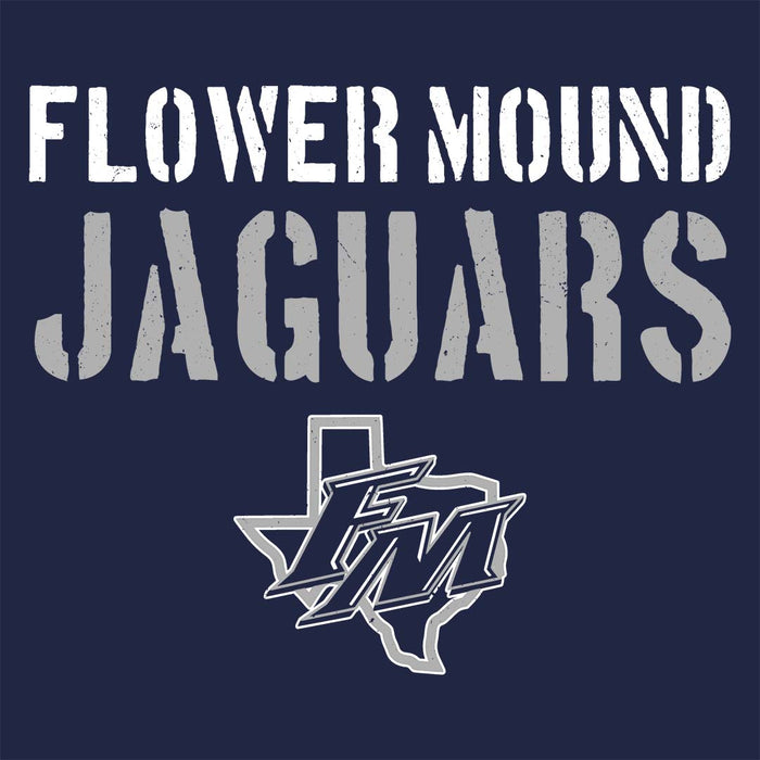 Close-up view of Flower Mound High School Jaguars Navy Blue Classic Unisex T-shirt 017