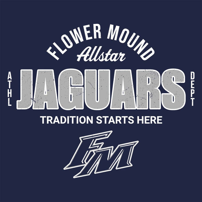Close-up view of Flower Mound High School Jaguars Navy Blue Classic Unisex T-shirt 040