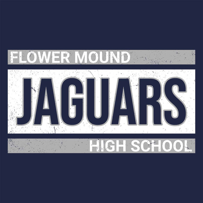 Close-up view of Flower Mound High School Jaguars Women's Navy Blue SoftStyle T-shirt 098