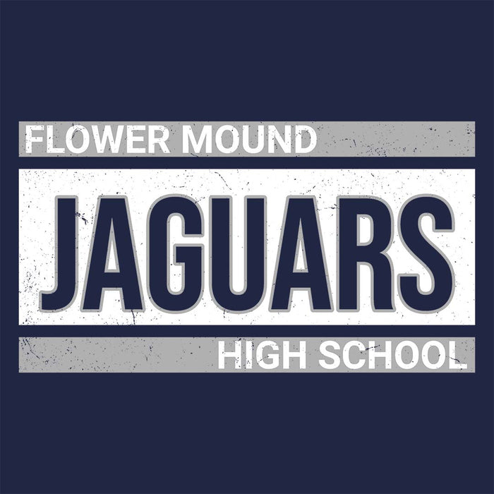 Close-up view of Flower Mound High School Jaguars Navy Blue Classic Unisex T-shirt 098