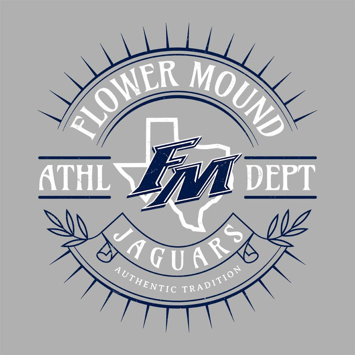 Close-up view of Flower Mound High School Jaguars Sport Grey Classic Unisex T-shirt 201