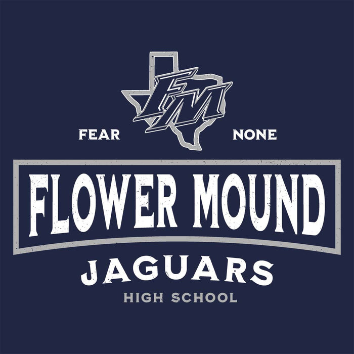 Close-up view of Flower Mound High School Jaguars Women's Navy Blue SoftStyle T-shirt 202