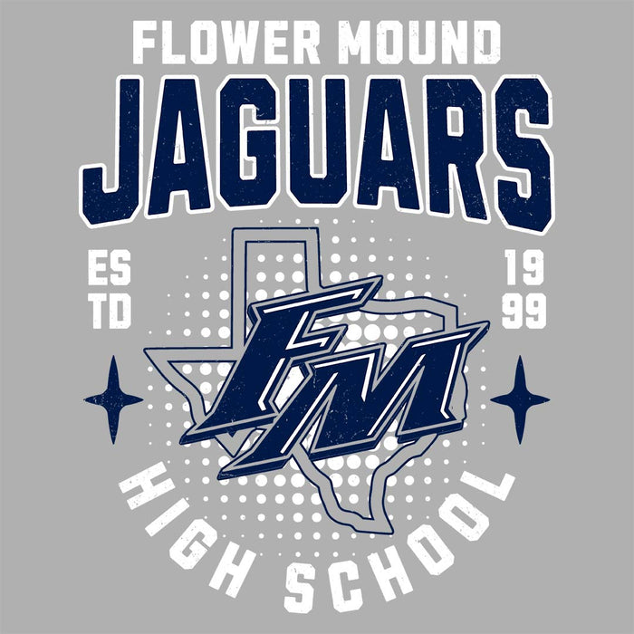 Close-up view of Flower Mound High School Jaguars Sport Grey Classic Unisex T-shirt 204