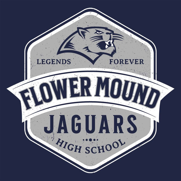 Close-up view of Flower Mound High School Jaguars Women's Navy Blue SoftStyle T-shirt 209
