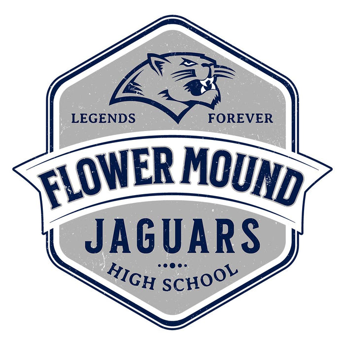 Close-up view of Flower Mound High School Jaguars Unisex 3/4 sleeve Raglan T-shirt 209