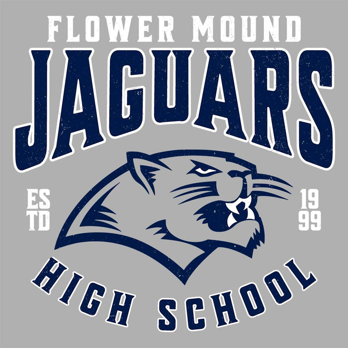 Close-up view of Flower Mound High School Jaguars Women's Sport Grey SoftStyle T-shirt 213