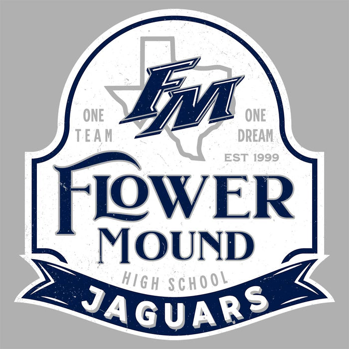 Close-up view of Flower Mound High School Jaguars Sport Grey Classic Unisex T-shirt 219
