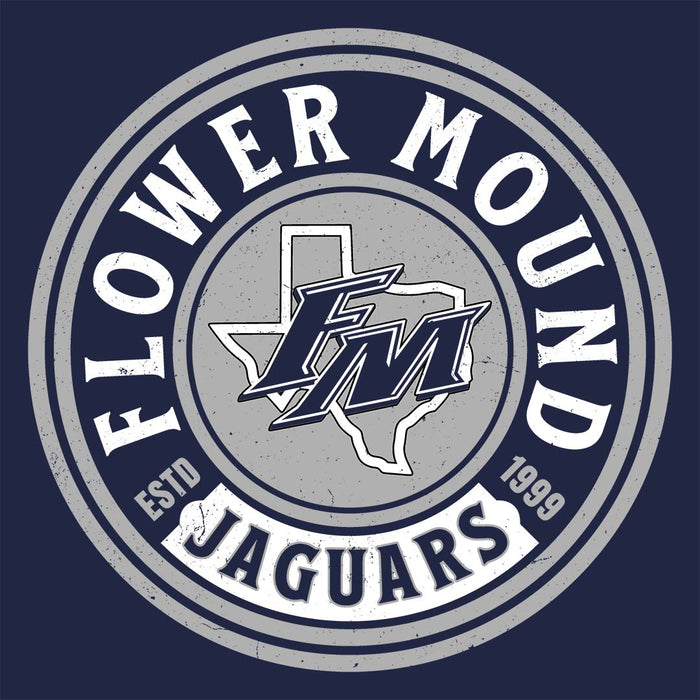 Close-up view of Flower Mound High School Jaguars Women's Navy Blue SoftStyle T-shirt 220