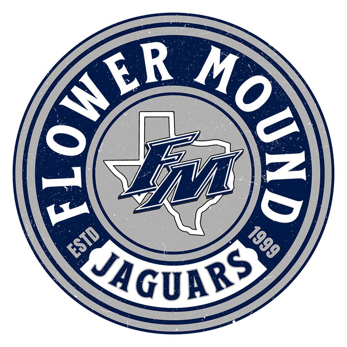 Close-up view of Flower Mound High School Jaguars Unisex 3/4 sleeve Raglan T-shirt 220