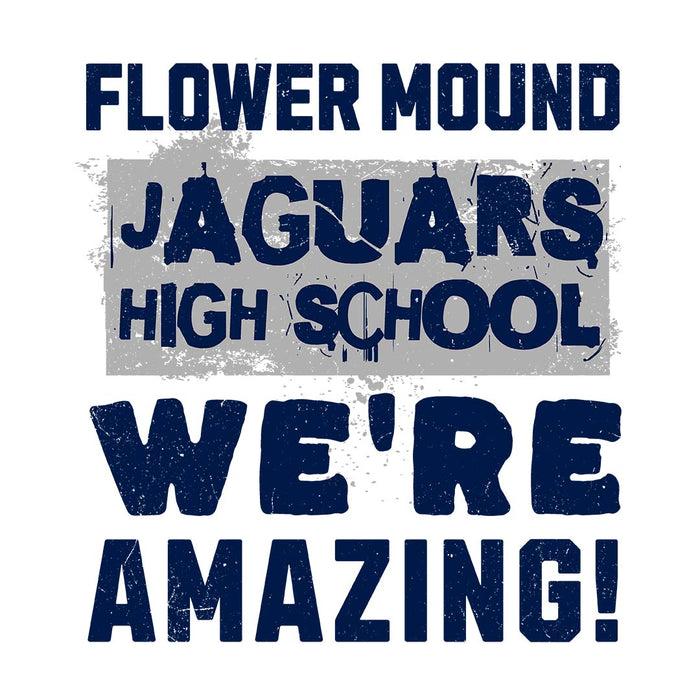Close-up view of Flower Mound High School Jaguars Unisex 3/4 sleeve Raglan T-shirt 231