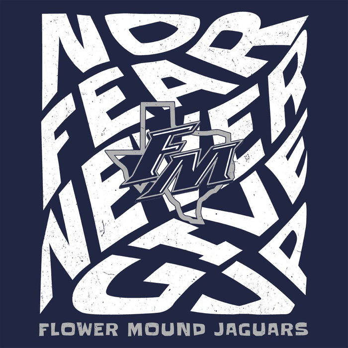 Close-up view of Flower Mound High School Jaguars Women's Navy Blue SoftStyle T-shirt 236