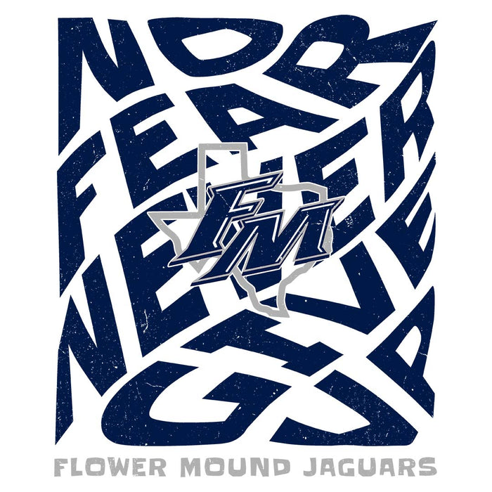 Close-up view of Flower Mound High School Jaguars Unisex 3/4 sleeve Raglan T-shirt 236
