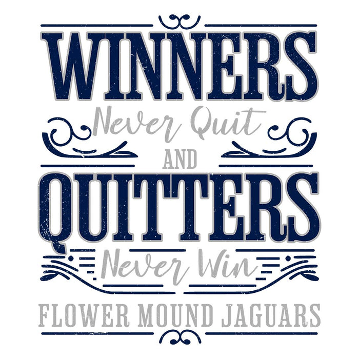 Close-up view of Flower Mound High School Jaguars Unisex 3/4 sleeve Raglan T-shirt 237