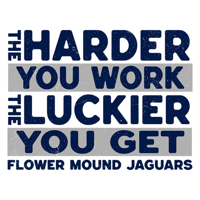 Close-up view of Flower Mound High School Jaguars Unisex 3/4 sleeve Raglan T-shirt 238