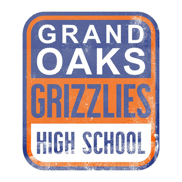 Close-up of Grand Oaks High School Grizzlies Unisex 3/4 sleeve Raglan T-shirt 01