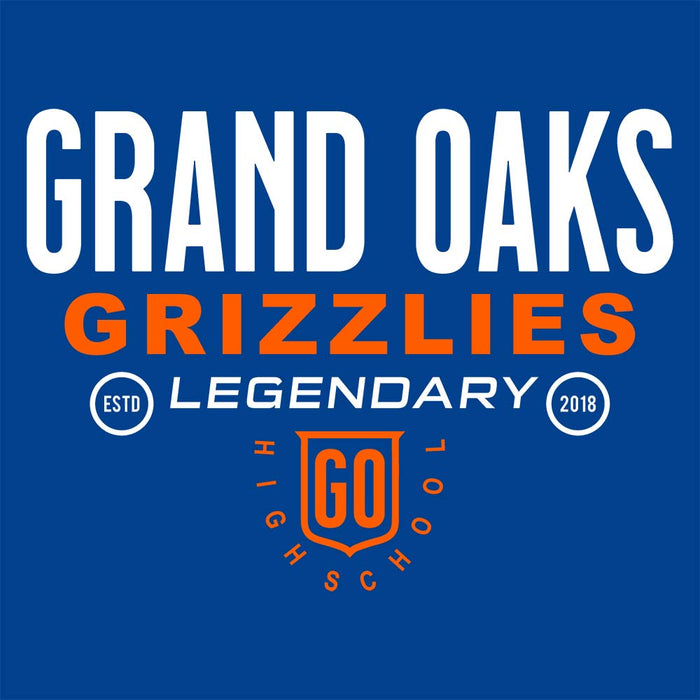 Close-up of Grand Oaks High School Grizzlies Premium Royal Unisex T-shirt 03