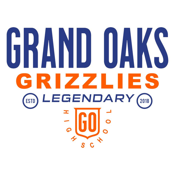 Close-up of Grand Oaks High School Grizzlies Unisex 3/4 sleeve Raglan T-shirt 03