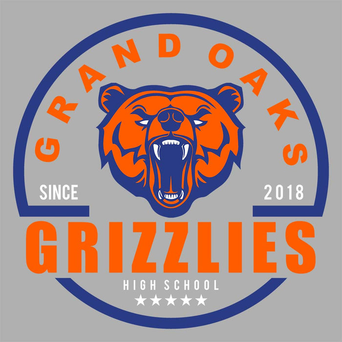 Close-up of Grand Oaks High School Grizzlies Carbon Grey Premium Hoodie 04