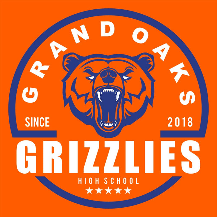 Close-up of Grand Oaks High School Grizzlies Classic Unisex Orange T-shirt 04